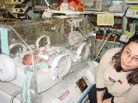 Massimo in his incubator