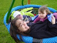 Max, Maz & Maddy on the swing