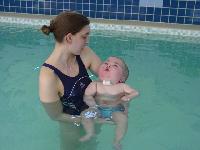 Max swimming with Tania