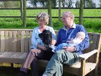 Grandpa, Mal, Horace and Luca in the garden