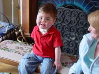 Max on stool with Annette