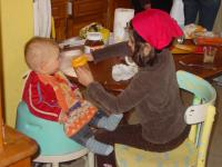 Emilie feeding Luca