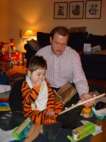 Massimo opening his gift from Aunty Sandra