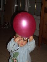 Luca catches the balloon!