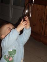Luca chasing the balloon