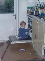 Luca in the dishwasher